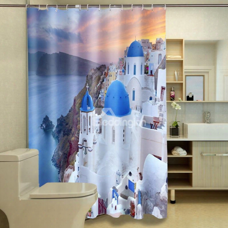 New Style Fantastic Castle Polyester 3d Shower Curtain