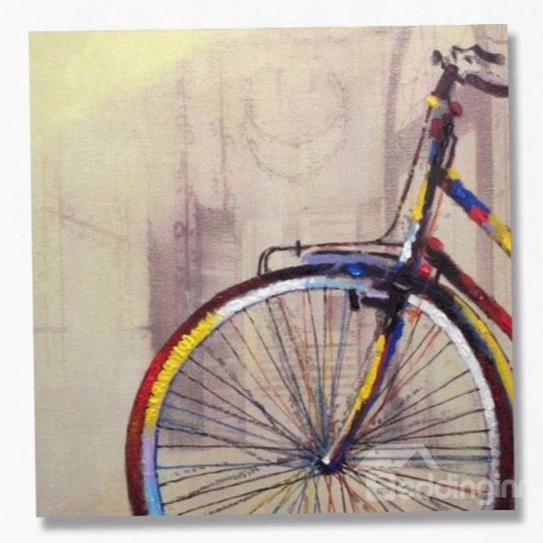 Oil Painting Modern Hand Painted Prints With Beautiful Bicycle