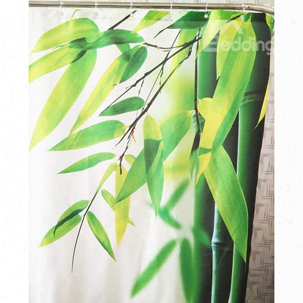 Peacefjl Bright Bamboo Leaves Design Shower Curtain