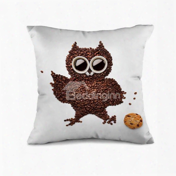 Personalized Cute Owl Coffee Bean 3d Prinnt Throw Pillow Case