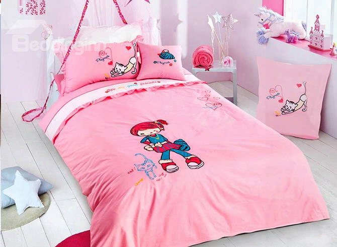 Pink Girly 100% Cotton Kids Duvet Cover Sets