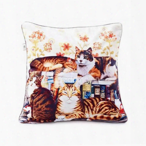 Pretty Lazy Cats Paint Throw Pillow Case