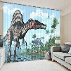 3D Fierce Dinosaur Printed Animal Scenery Thick Polyester 2 Pieces Living Room Blackout Curtain