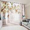 3D Printed Colorful Butterflies and Blooming Magnolia with Birds Custom Room Curtain
