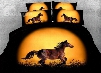 3D Running Horse Printed Cotton 4-Piece Black Bedding Sets/Duvet Covers