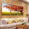 Magnificent Red Leaf Tree 3-Panel Canvas Wall Art Prints