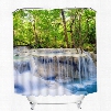 Rushing Waters and Green Trees Print 3D Bathroom Shower Curtain