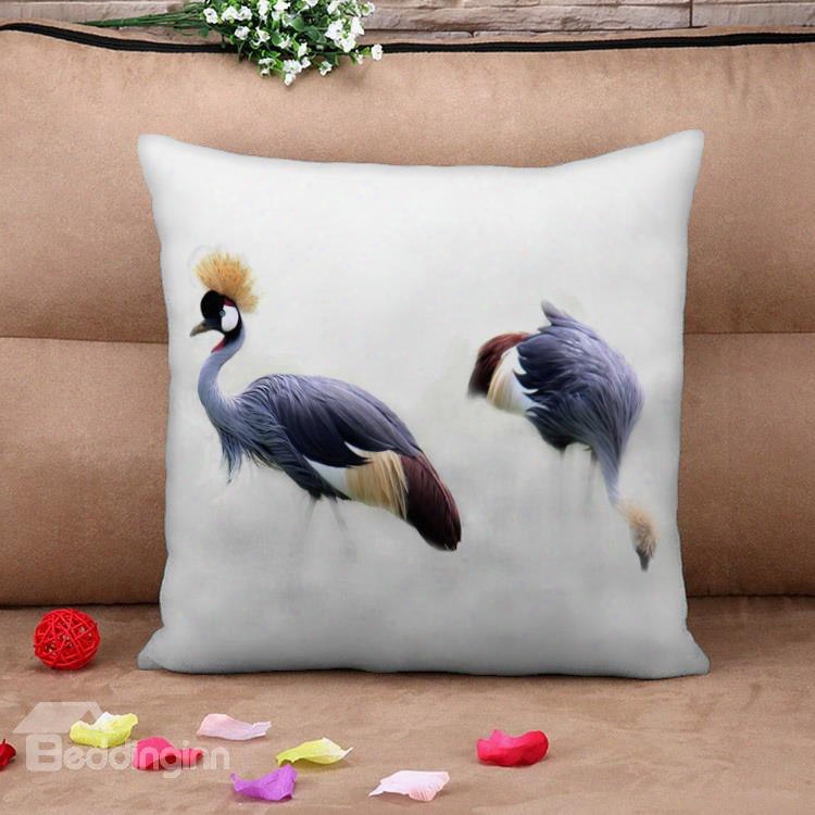 Red-crowned Crane In The Air White Cotton Throw Pillow Case