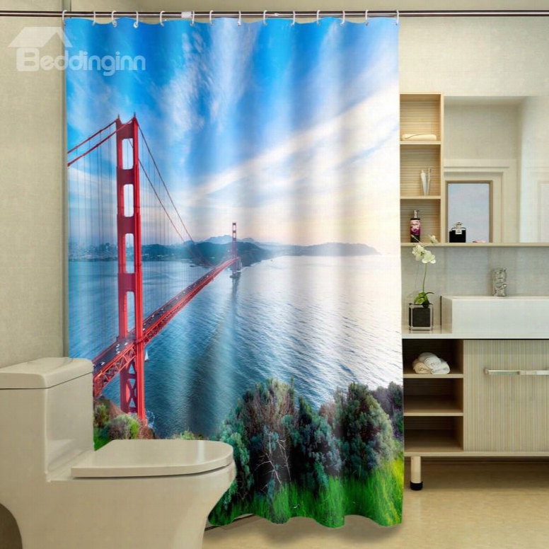 Special Design Golden Gate Bridge Waterproof 3d Shower Curtain