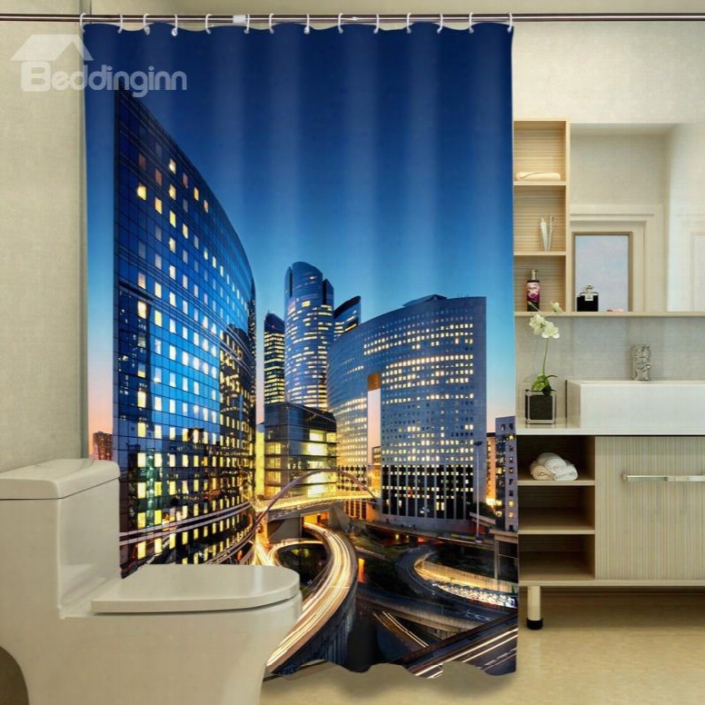 Special Design Modern City View 3d Shower Curtain