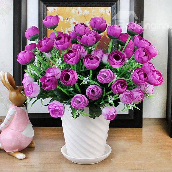 Stunning 6-branch Flowers With Ceramic Vase Artificial Flower Sets