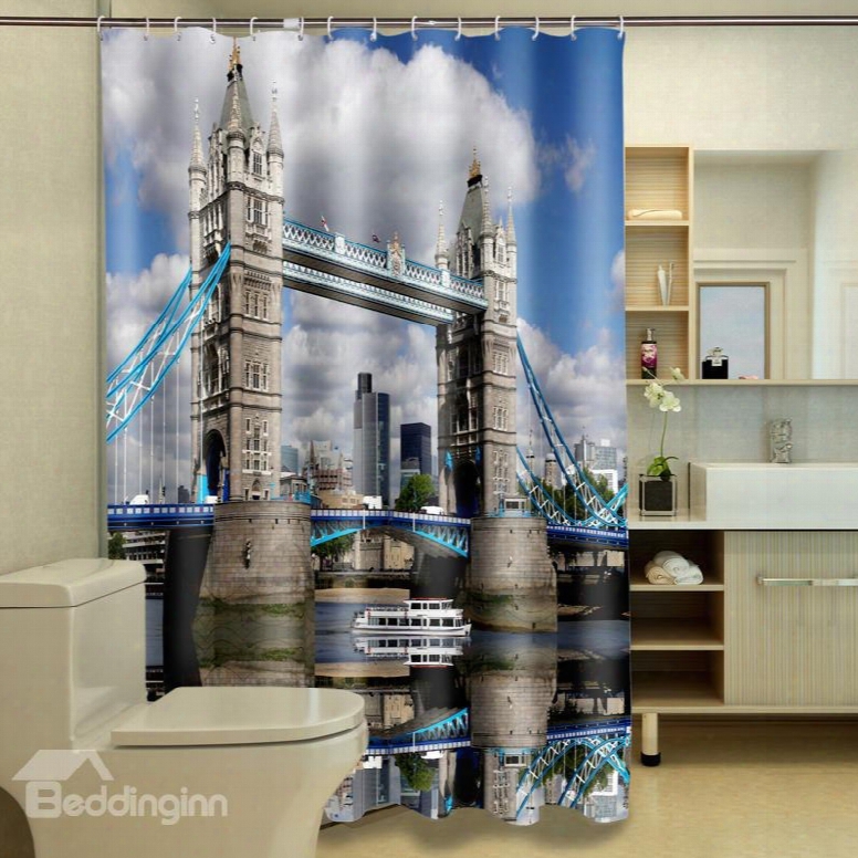 Stylish London Bridge Printed Waterproof 3d Shower Curtain