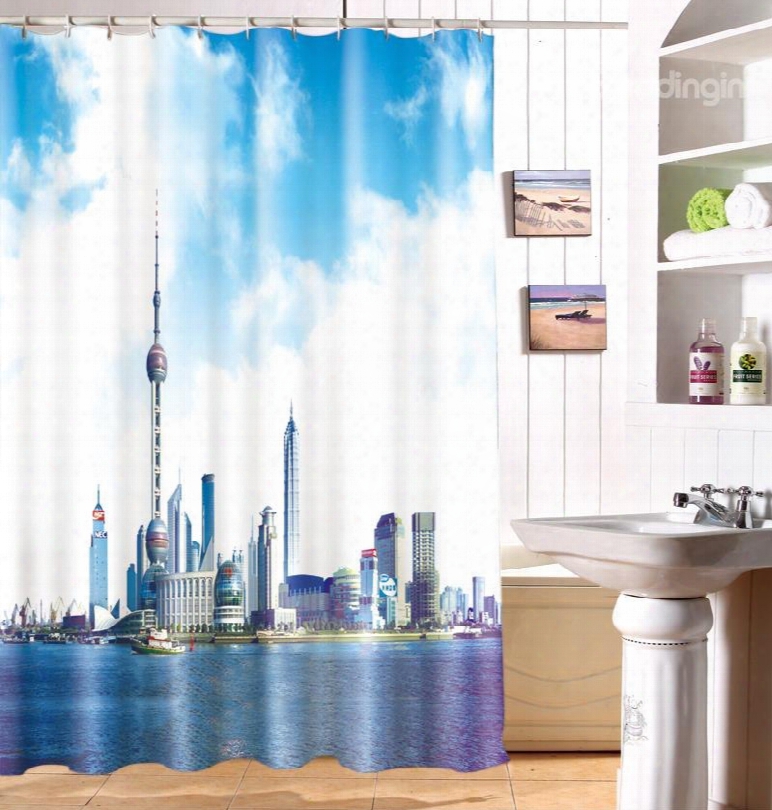 Superb Charming Urban Scene 3d Shower Curtain