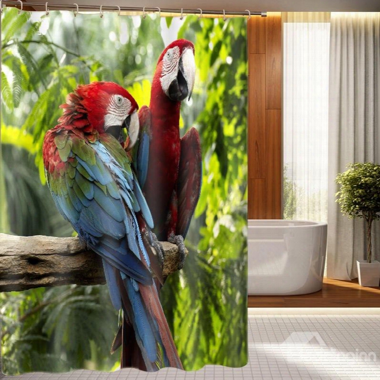 Superb Vivid Parrot Design 3d Shower Curtain
