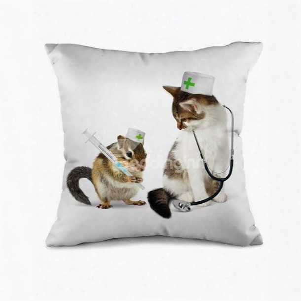 Taking Mouse Nurse And Cat 3d Print Throw Pillow Case