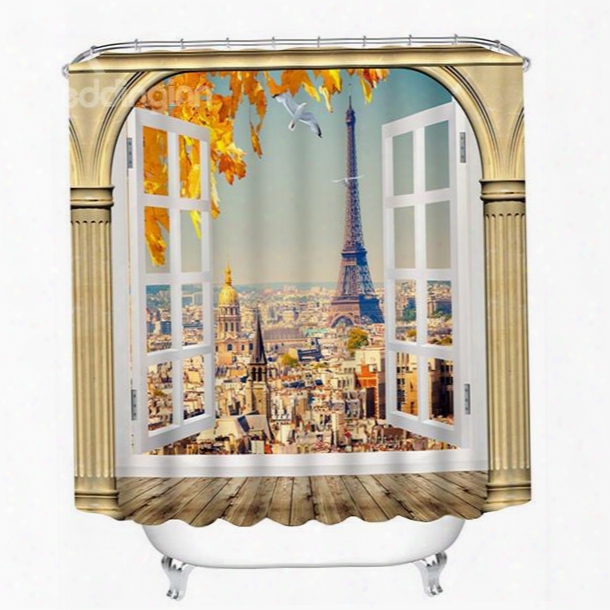 The Eiffel Tower Out Of The Window Print 3d Shower Curtain