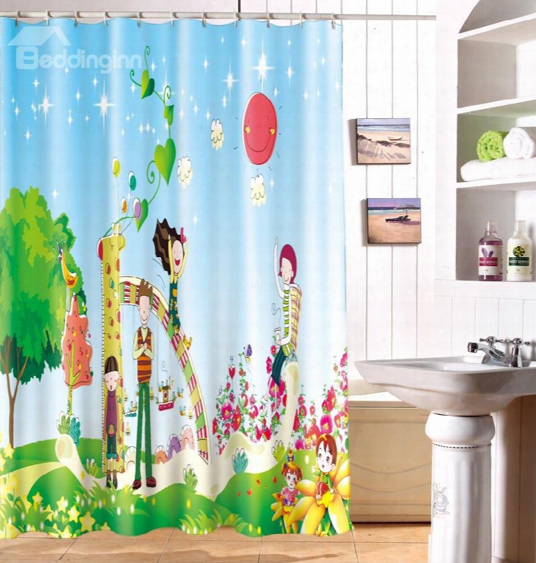 Unforgettable Wonderful Time Cartoon Image 3d Shower  Curtain