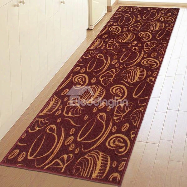 Unique Coffee And Bread Pattern Kitchen Anti-slipping Area Rug