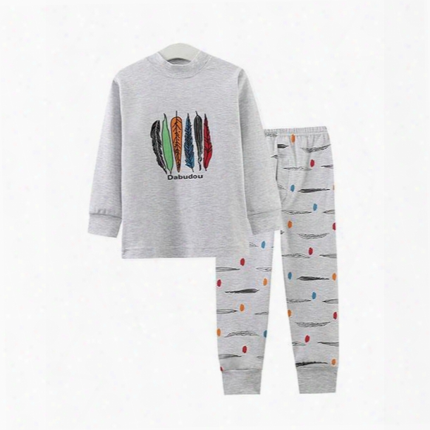 Unique Ethnic Colorful Feather Pattern Kids Pajamas