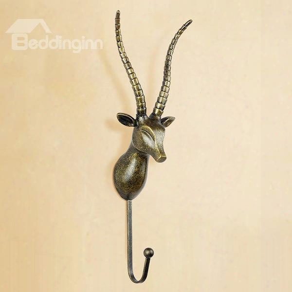 Vintage Decorative 3d Animal Design Goat Head Resin 3-color Wall Hook