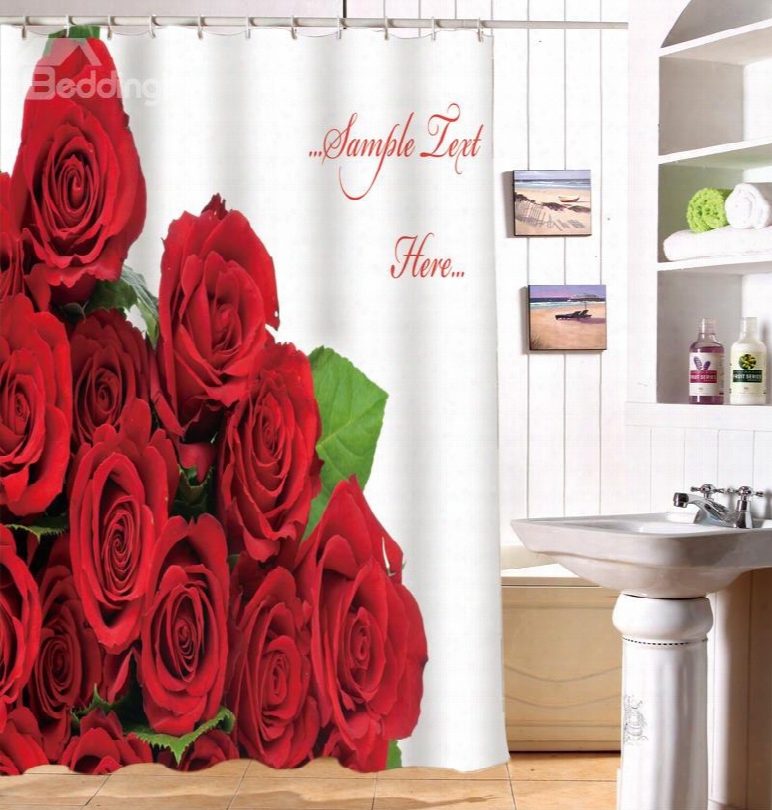 Vivid Glam Red Roses Image 3d Shower Curtain