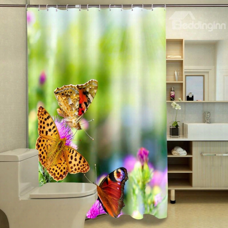 Vivid Gorgeous Butterflies Pattern 3d Shower Curtain