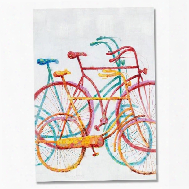 Warm Color Classic Beautiful Bicycle Oil Painting