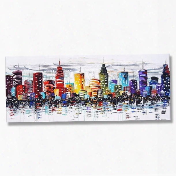 Warm Color Modern City European Style Hand Painted Oil Painting