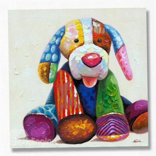 Warm Color Modern Cute Dog Tool Hand  Painted Oil Painting