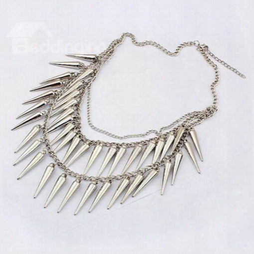 Women' S Punk Style Bullet Shape Pendant Strand Necklace