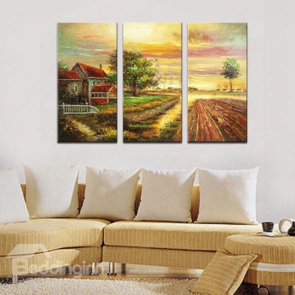 Wonderful Countryside Scenery Oil-painting 3-panel Wall Art Prints