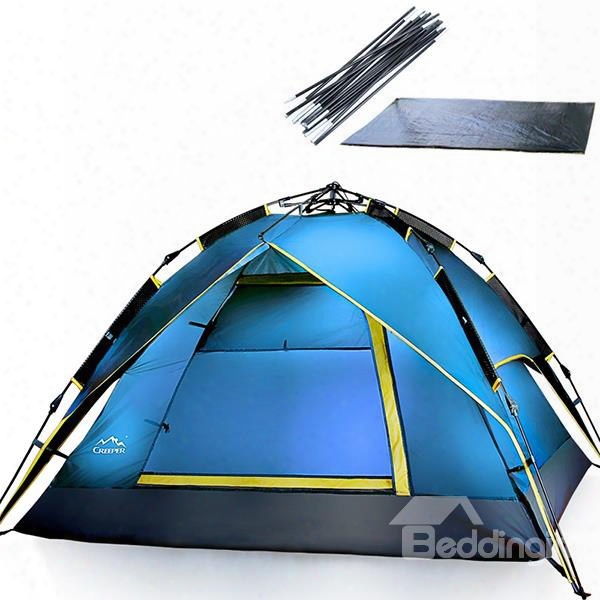 3-4 Person One Bedroom Instant Fiberglass Skeleton Tent With Rainfl Y Camping Tent