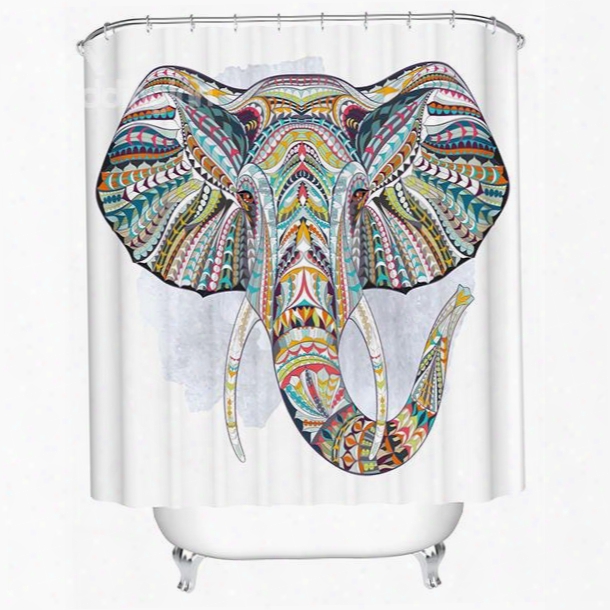 3d Colorful Elephant Printed Polyester Bathroom Shower Curtain