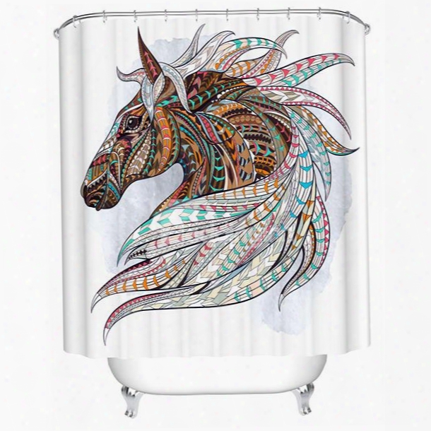 3d Colorful Unicorn Printed Polyester Bathroom Shower Curtain