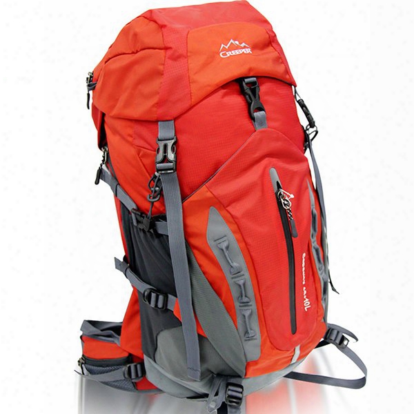 50l Red Outdoor Camping Hiking Trekking Traveling High Capacity Nylon Backpack