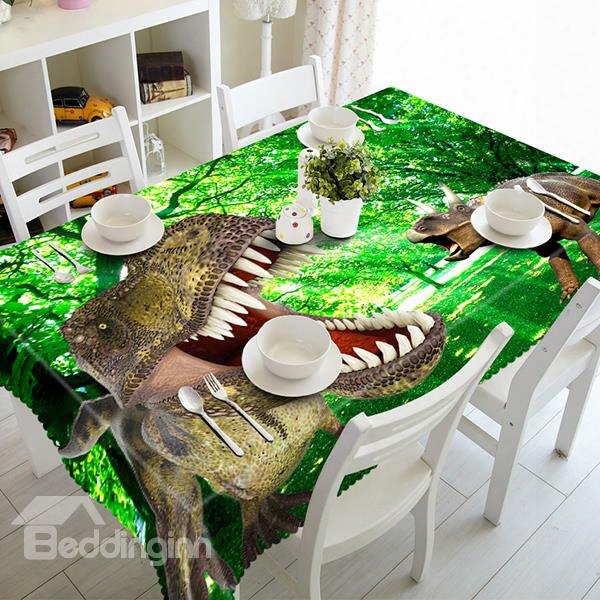 Ancietn Dinosaurs And Forest Scenery Pattern 3d Tablecloth
