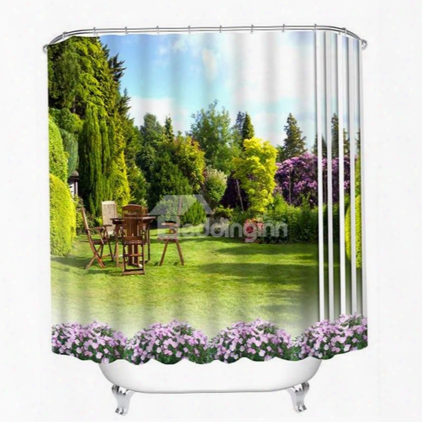 Beautiful Scenery Of The Yard Print 3d Bathr Oom Shower Curtain