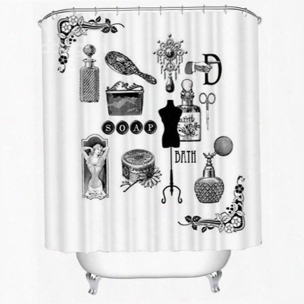 Black And White Bathroom Accessories Of Women Print 3d Bathroom Shower Curtain