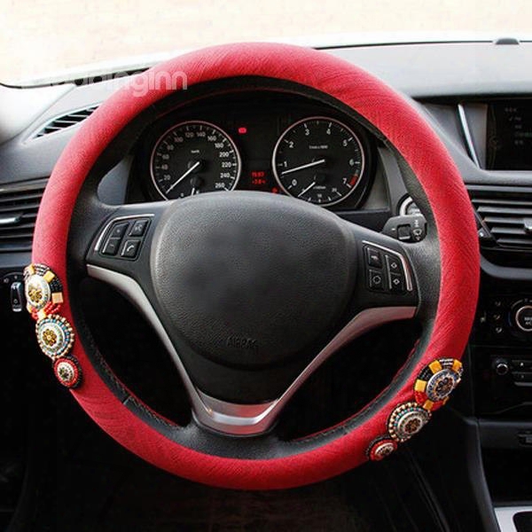 Bohemian Style Beautiful Red Solid Color Steering Wheel Shelter