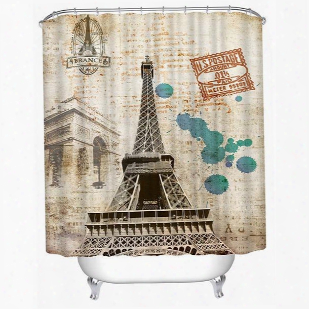 Bottom View Of The Eiffel Twer Print 3d Bathroom Shower Curtain