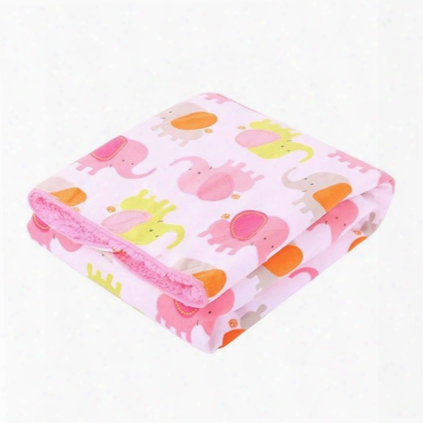 Bouncy Fresh Pink Elephant Pattern Baby Blanket