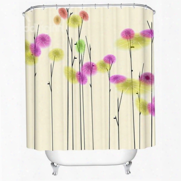 Cartoon Colorful Trees Print 3d Bathroom Shower Curtain