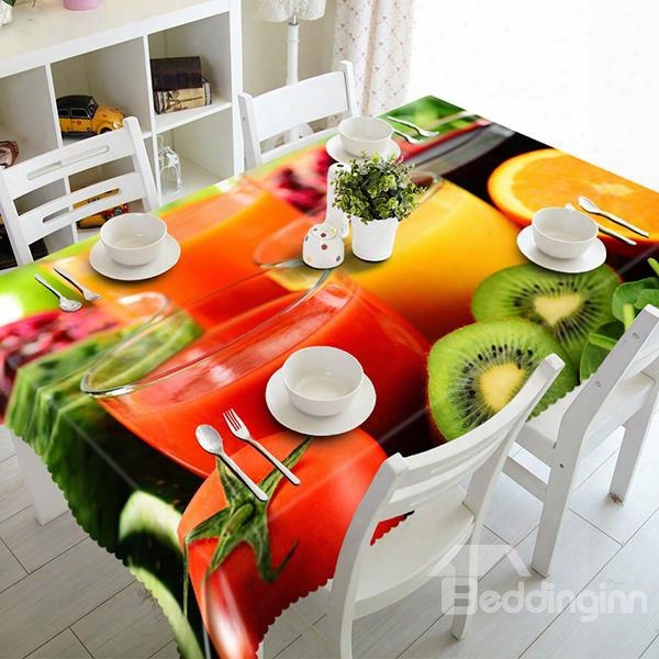 Charming Fruit Juice Pattern 3d Tablecloth