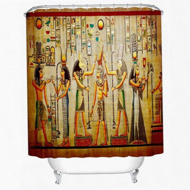 Chic Egyptian Wall Painting Print 3d Bathroom Shower Curtain