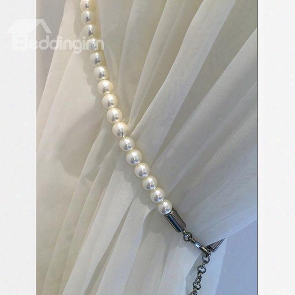 Chic White Pearls Decorative Curtain Tiebacks