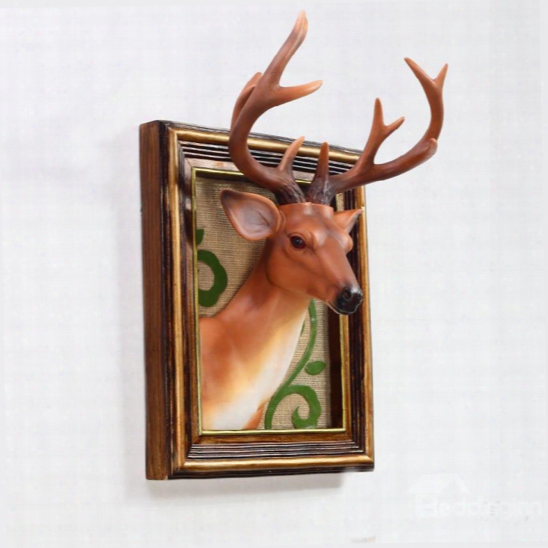 Classic European Style Deer Head Decoration Framed Wall Art Print