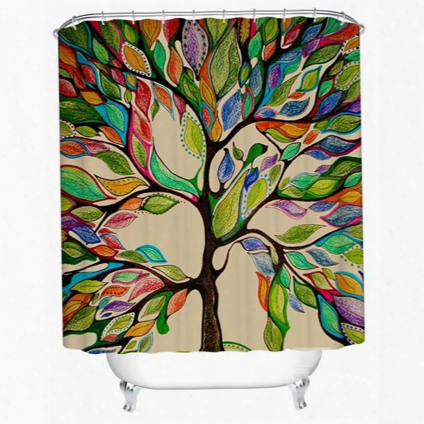 Clip Art Colorful Tree Print 3d Bathroom Shower Curtain