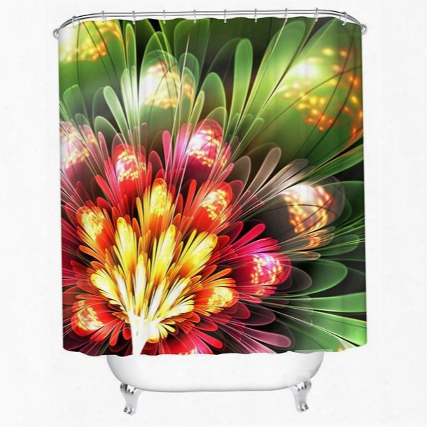 Colored Draw Flower Print Bathroom Shower Curtain