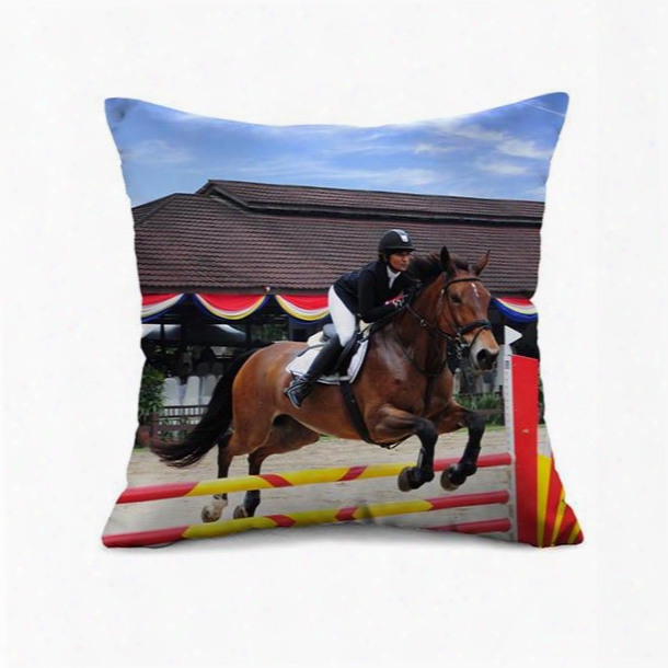 Cool Horse Racing Print Throw Pillow Case