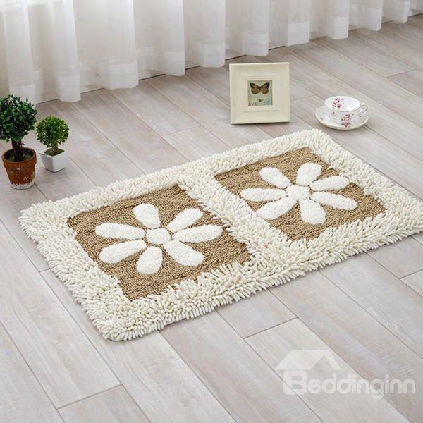 Cream-coloured Flower Petal Rectangle Dooramt